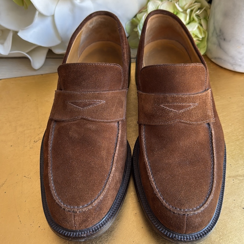 Bruno Magli Ken Lug Sole Penny Loafer in Chestnut Suede | Bologna Construction - Picture 2 of 16